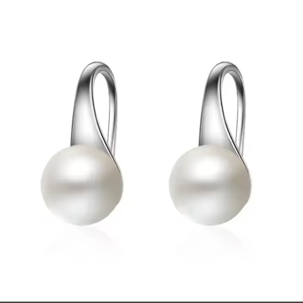 Elegant Big Clear Freshwater Pearl Set 925 Sterling Silver.Earrings And Necklace